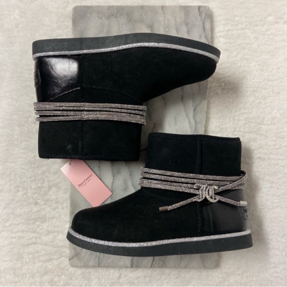 Juicy Couture Kandar Booties Ankle Boots Faux Fur Lined Size 6 New Black
